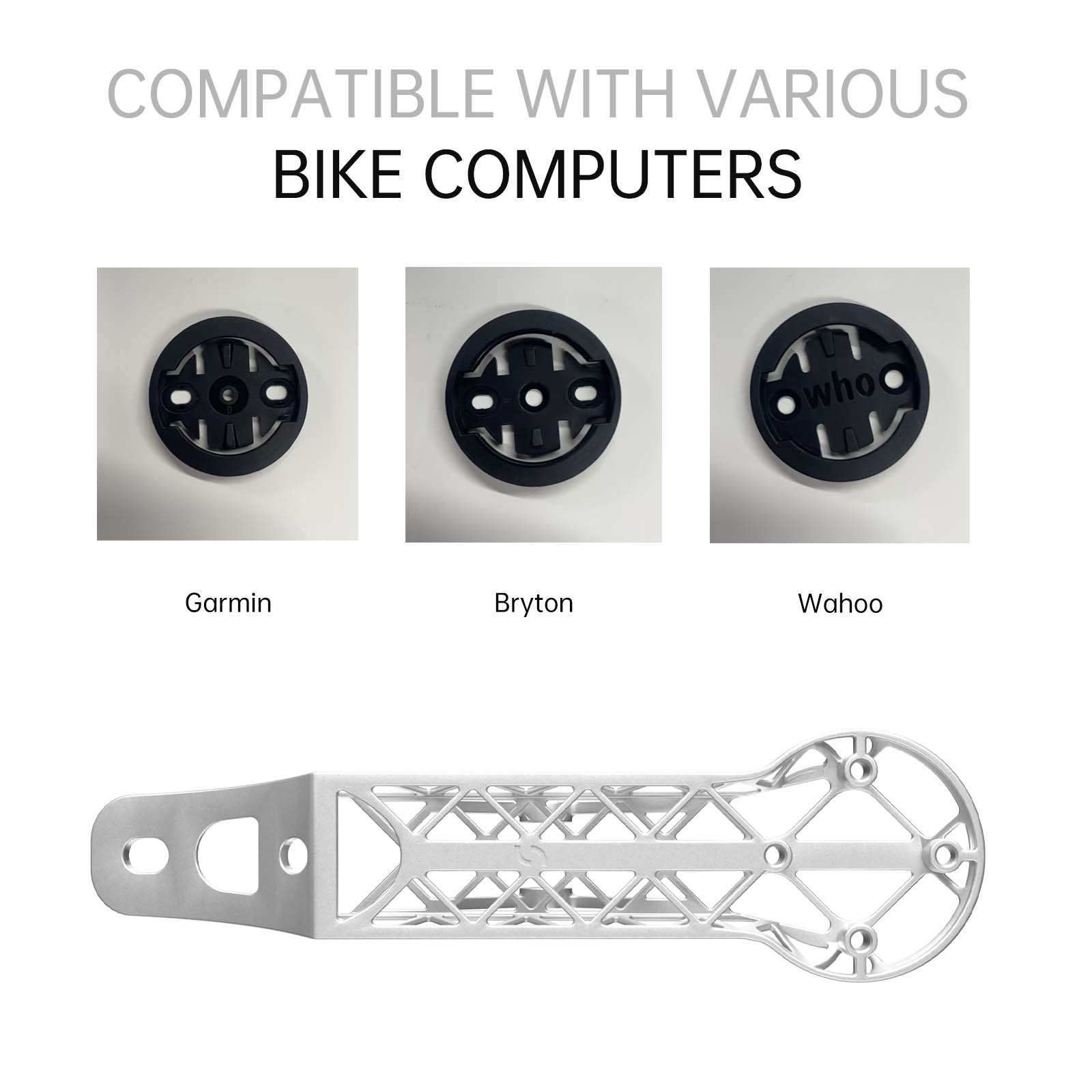 EXS AeroVer 3D-Printed Titanium Bike Computer Mount, Samassi Ultra-Light High Strength Bike Mount, Fully Hollowed Design with compatibility options.